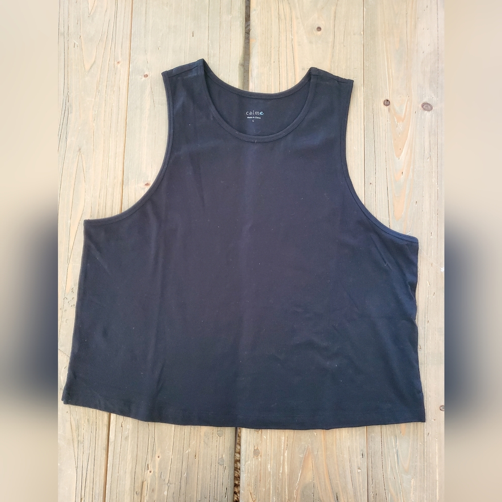 NWOT Johnny Was Calme Scoop Neck Tank Top Size Large Black MSRP $58